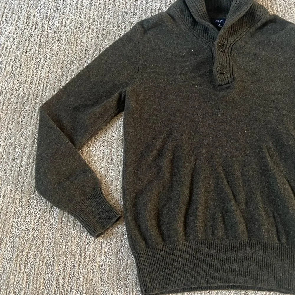 J. Crew Mens Green Cowl neck Sweater